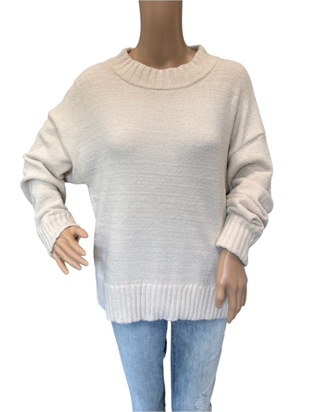 Free People Movement Womens Size S Cozy Knit Fuzzy Pullover Love Cream Sweater